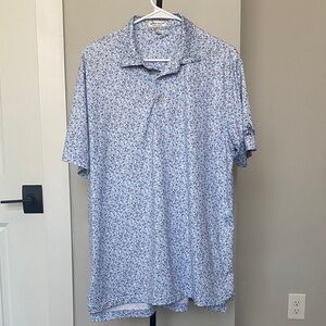 Peter Millar Light Blue Patterned Polo Shirt